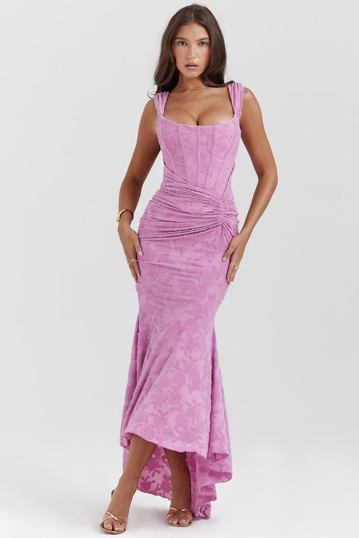Ercilia - Elegante abito asimmetrico con spalline regolabili