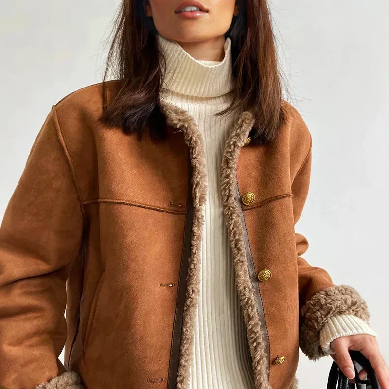 Charlina Giacca in Shearling con Bottoni